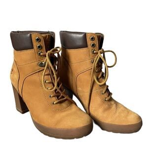 Timberland Women’s Camdale Field High Block Heel Suede Lace Up Boots (Size: 7.5)
